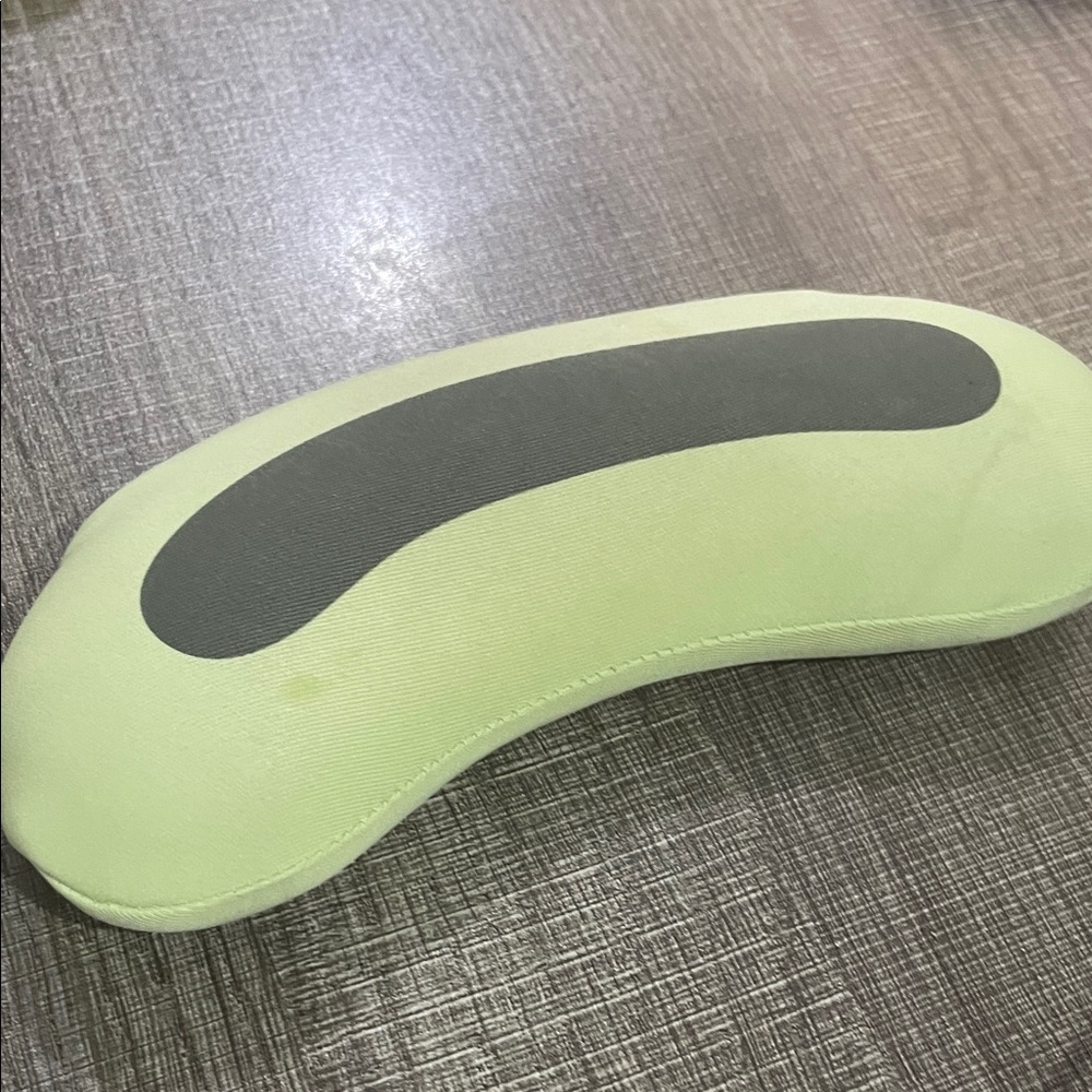 Light Green Crescent Neck Pillow with Gray Accent